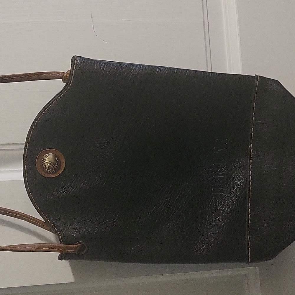 Dark green leather crossbody bag